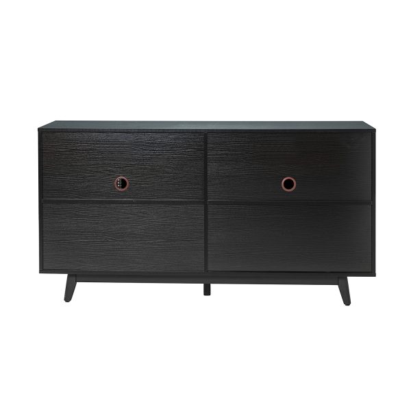 Silvia Black Rattan Door 57 Inch Wide TV Stand 3