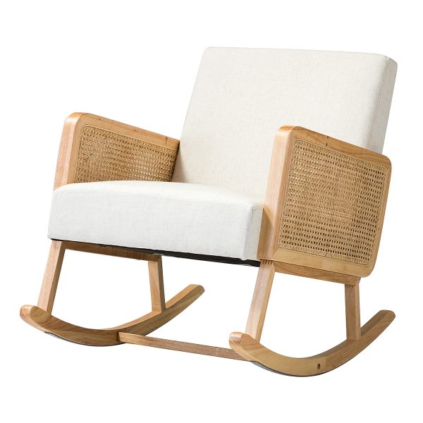Simcoe Linen Rattan Accent Rocking Chair 1
