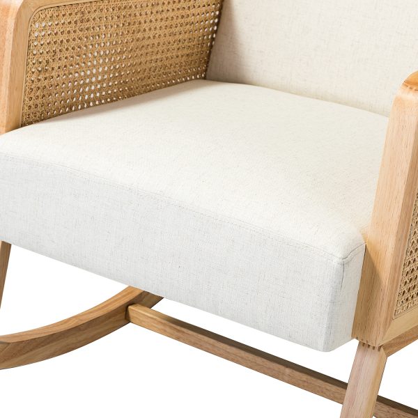 Simcoe Linen Rattan Accent Rocking Chair 4