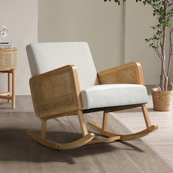 Simcoe Linen Rattan Accent Rocking Chair
