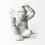 Simia (12"H) White Resin Playful Monkey Table Lamp