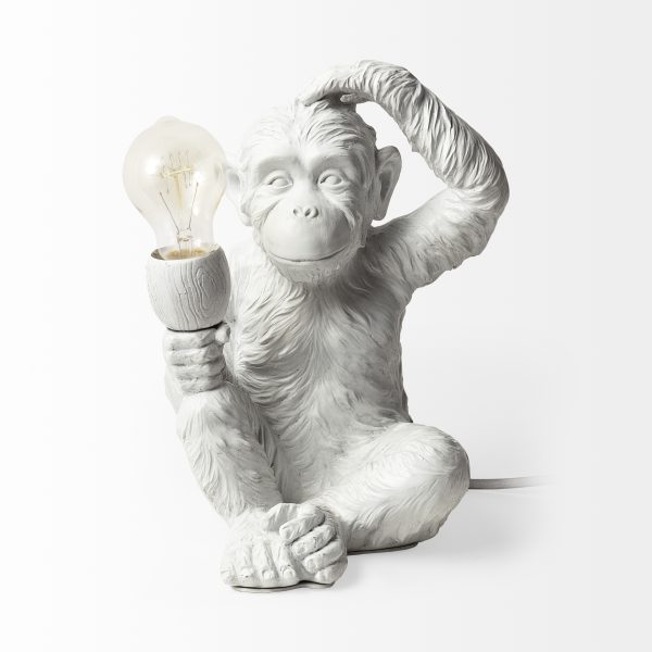 Simia 12H White Resin Playful Monkey Table Lamp 3