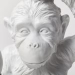 Simia (12"H) White Resin Playful Monkey Table Lamp