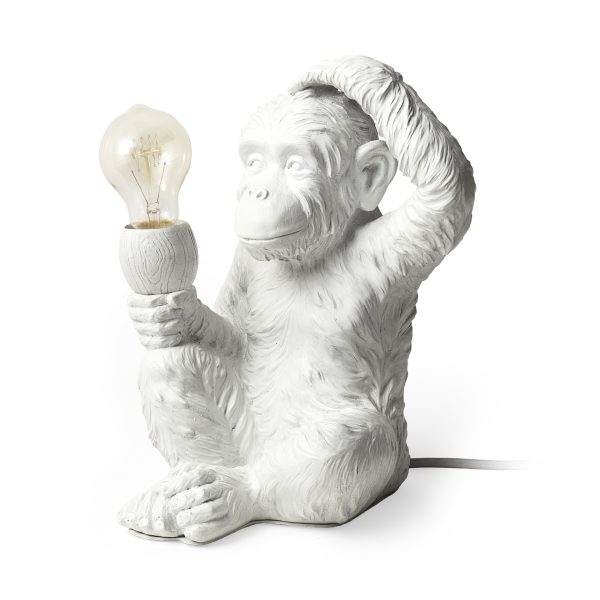 Simia 12H White Resin Playful Monkey Table Lamp