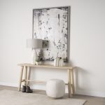 Siren Cream Fabric w/ Light Brown Wood Round Accent Stool