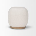 Siren Cream Fabric w/ Light Brown Wood Round Accent Stool