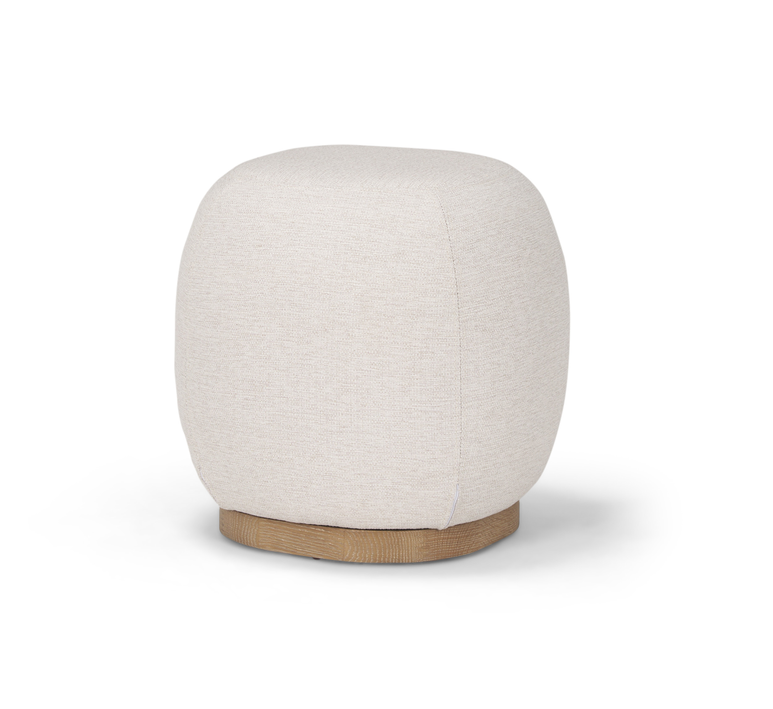 Siren Cream Fabric w Light Brown Wood Round Accent Stool