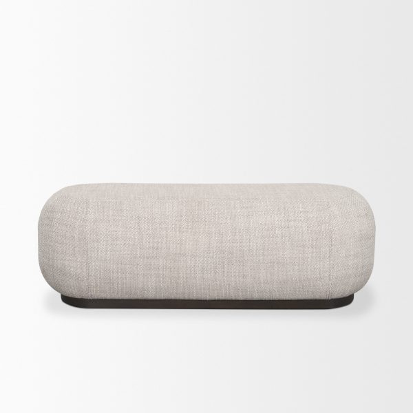 Siren Gray Fabric w Dark Brown Wood Oblong Bench 3 1
