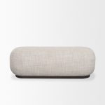 Siren Gray Fabric w/ Dark Brown Wood Oblong Bench
