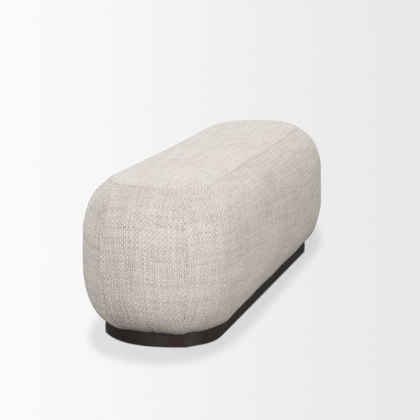 Siren Gray Fabric w Dark Brown Wood Oblong Bench 5 1