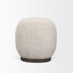 Siren Gray Fabric w/ Dark Brown Wood Round Accent Stool