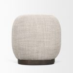 Siren Gray Fabric w/ Dark Brown Wood Round Accent Stool