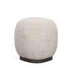 Siren Gray Fabric w/ Dark Brown Wood Round Accent Stool
