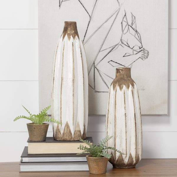Sisko II Tall Rustic Brown White Ceramic Vase 2