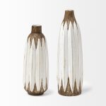 Sisko II Tall Rustic Brown White Ceramic Vase