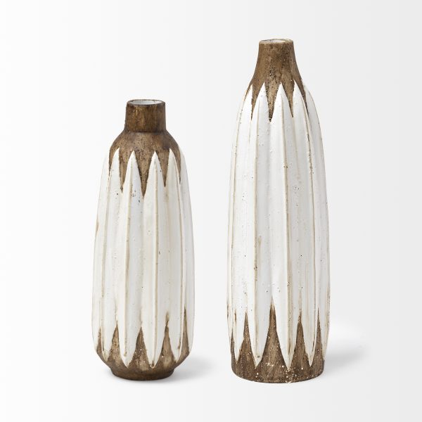 Sisko II Tall Rustic Brown White Ceramic Vase 5