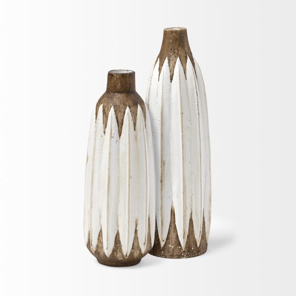 Sisko II Tall Rustic Brown White Ceramic Vase 6