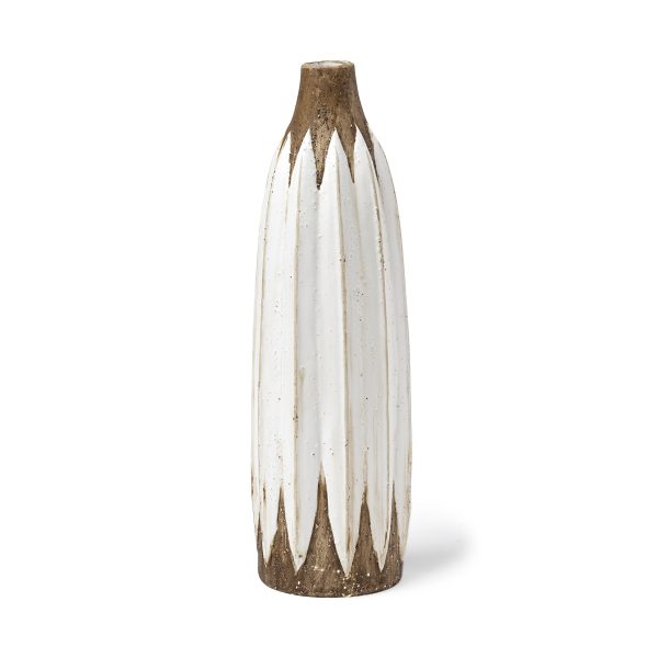 Sisko II Tall Rustic Brown White Ceramic Vase