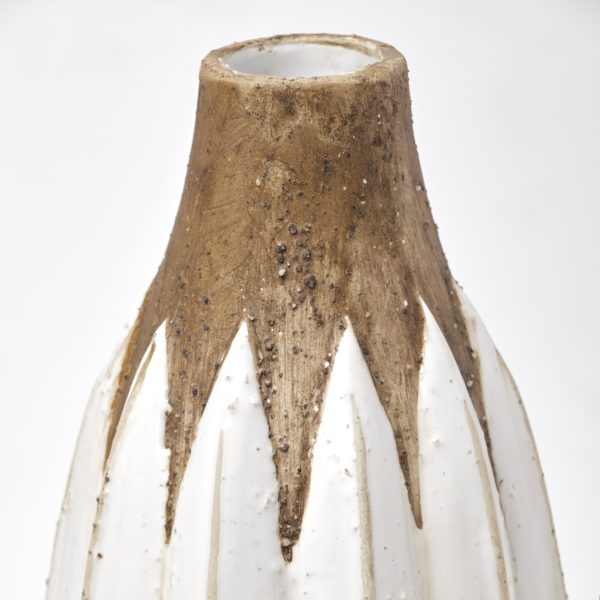 Sisko II Tall Rustic Brown White Ceramic Vase 7