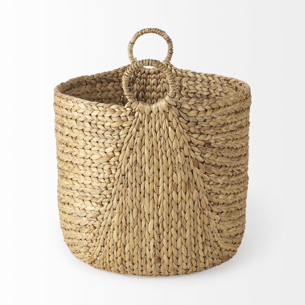 Sivan 19.7L x 19.7W x 23.6H Set of 3 Light Brown Water Hyacinth Round Basket W Handles 2