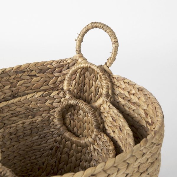Sivan 19.7L x 19.7W x 23.6H Set of 3 Light Brown Water Hyacinth Round Basket W Handles 4