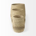 Sivannah 19.7L x 19.7W x 23.6H (Set of 3) Light Brown and Medium Brown Striped Seagrass Round Basket