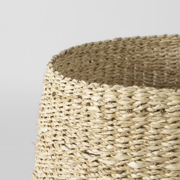 Sivannah 19.7L x 19.7W x 23.6H Set of 3 Light Brown and Medium Brown Striped Seagrass Round Basket 4