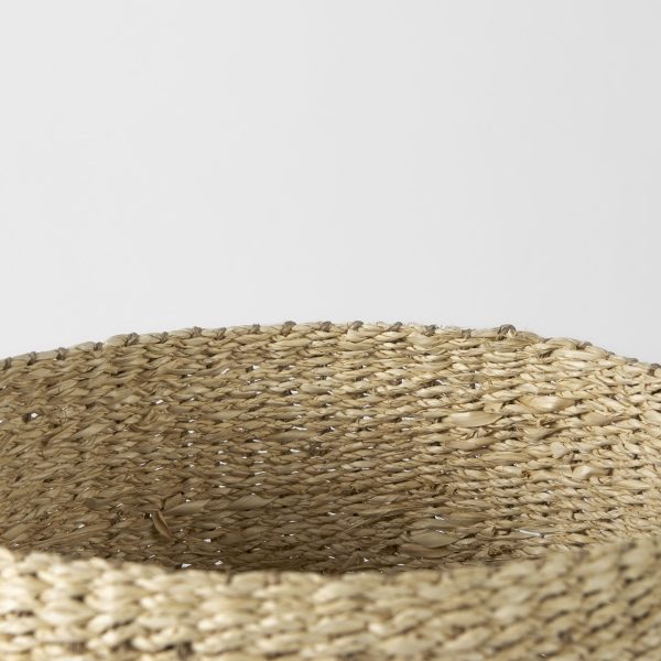 Sivannah 19.7L x 19.7W x 23.6H Set of 3 Light Brown and Medium Brown Striped Seagrass Round Basket 5