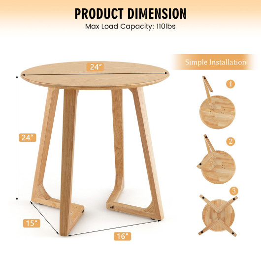 24 Inch Round Rubber Wood End Table with Adjustable Pads - Image 5