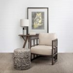 Skylar I Cream Fabric Covered Cushioned Demi-Lune Wooden Frame Accent Chair