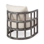 Skylar I Cream Fabric Covered Cushioned Demi-Lune Wooden Frame Accent Chair