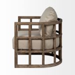 Skylar II Tan Fabric Covered Cushioned Demi-Lune Wooden Frame Accent Chair