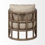 Skylar II Tan Fabric Covered Cushioned Demi-Lune Wooden Frame Accent Chair