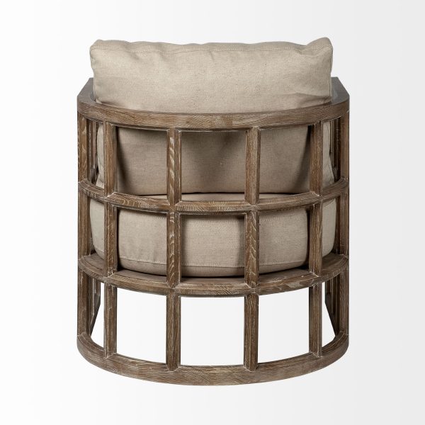 Skylar II Tan Fabric Covered Cushioned Demi Lune Wooden Frame Accent Chair 6