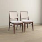 Beige Fabric Mid-Century Dining Chairs with Wood Frame (Set of 2) 9 Beige Fabric Mid-Century Dining Chairs with Wood Frame (Set of 2)