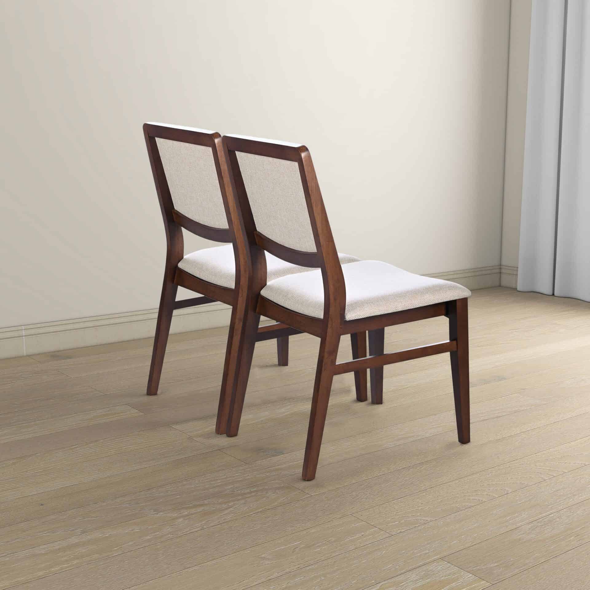 Beige Fabric Mid-Century Dining Chairs with Wood Frame (Set of 2) 5 Beige Fabric Mid-Century Dining Chairs with Wood Frame (Set of 2) - Image 5