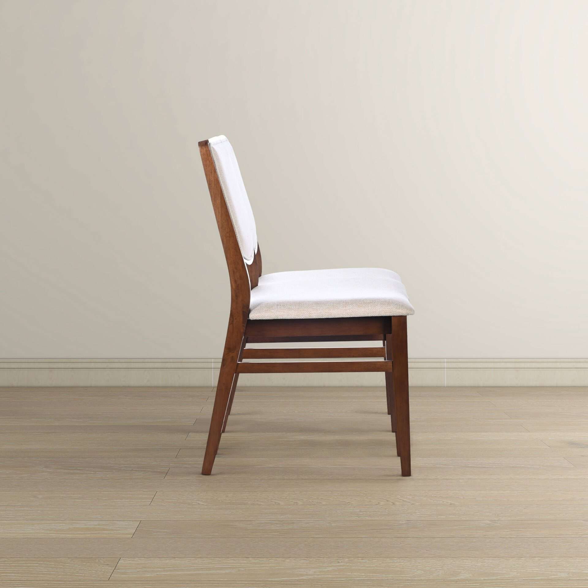 Beige Fabric Mid-Century Dining Chairs with Wood Frame (Set of 2) 4 Beige Fabric Mid-Century Dining Chairs with Wood Frame (Set of 2) - Image 4