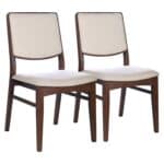 Beige Fabric Mid-Century Dining Chairs with Wood Frame (Set of 2) 7 Beige Fabric Mid-Century Dining Chairs with Wood Frame (Set of 2)