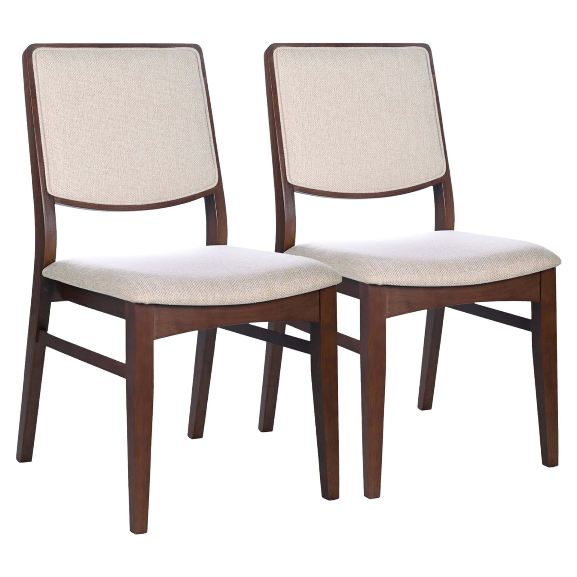 Beige Fabric Mid-Century Dining Chairs with Wood Frame (Set of 2) 1 Beige Fabric Mid-Century Dining Chairs with Wood Frame (Set of 2)