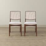 Beige Fabric Mid-Century Dining Chairs with Wood Frame (Set of 2) 8 Beige Fabric Mid-Century Dining Chairs with Wood Frame (Set of 2)