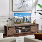 Sliding Barn Door TV Stand with Storage for TVs up to 65