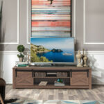 Sliding Barn Door TV Stand with Storage for TVs up to 65