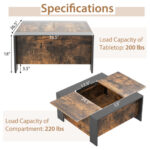 Sliding Top Coffee Table with Hidden Storage and 420 lb Capacity 34 Sliding Top Coffee Table with Hidden Storage and 420 lb Capacity