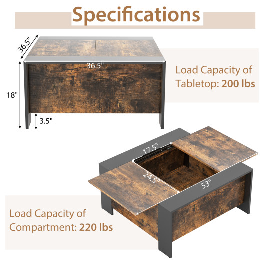 Sliding Top Coffee Table with Hidden Storage and 420 lb Capacity 13 Sliding Top Coffee Table with Hidden Storage and 420 lb Capacity - Image 13