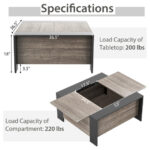 Sliding Top Coffee Table with Hidden Storage and 420 lb Capacity 41 Sliding Top Coffee Table with Hidden Storage and 420 lb Capacity