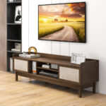 Sliding Door TV Stand for 65 Inch TV with Woven Doors 8 Sliding Door TV Stand for 65 Inch TV with Woven Doors