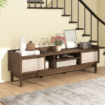 Sliding Door TV Stand for 65 Inch TV with Woven Doors 13 Sliding Door TV Stand for 65 Inch TV with Woven Doors