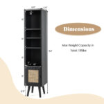 Slim Rattan Storage Cabinet with Adjustable Shelves and Natural Design