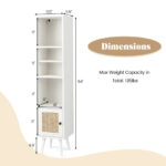 Slim Rattan Storage Cabinet with Adjustable Shelves and Natural Design