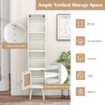 Slim Rattan Storage Cabinet with Adjustable Shelves and Natural Design
